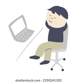 man relaxing in front of computer, pc, human, relax, computer