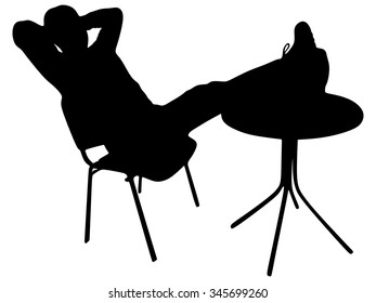 man relaxing with his feet up on the coffee table