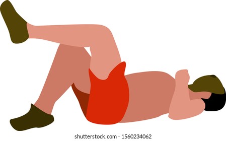 Man relaxing, illustration, vector on white background.