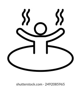 Man relaxing in jacuzzi icon linear logo mark in black and white