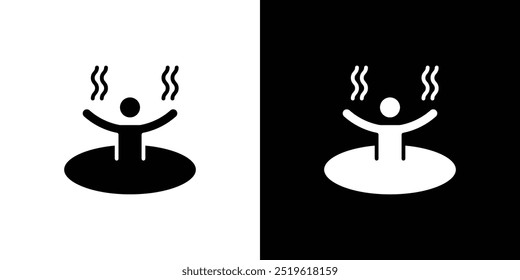 Man relaxing in jacuzzi icon linear logo isolated