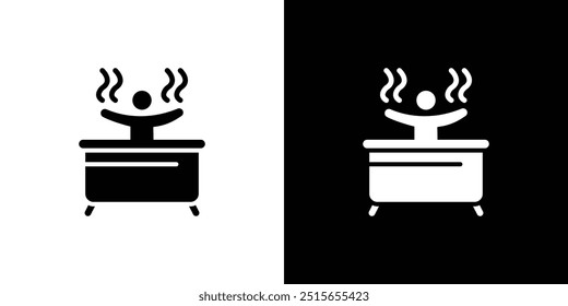 Man relaxing in jacuzzi icon logo set vector