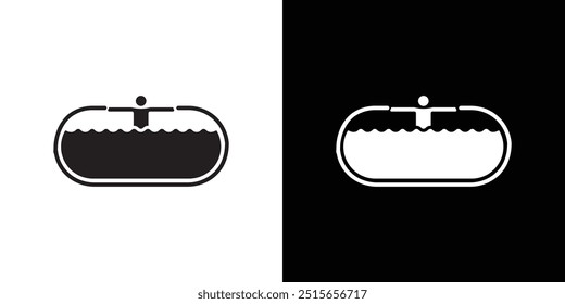 Man relaxing in jacuzzi icon Thin line flat illustration