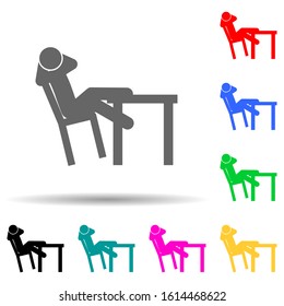 Hombre, icono de estilo multicolor relajante. Glifo simple, vector plano del hombre sentado en iconos para ui y ux, sitio web o aplicación móvil