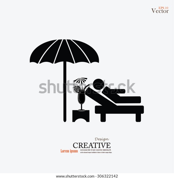 Man Relaxing On Deck Chair Under Stock Vector Royalty Free