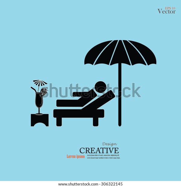 Man Relaxing On Deck Chair Under Stock Vector Royalty Free