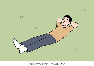 Man Relaxing on the Grass