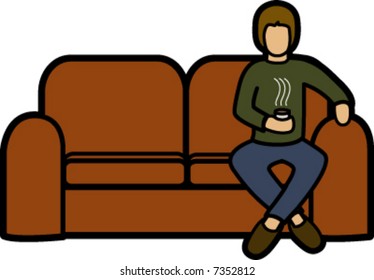 Man relaxing on sofa