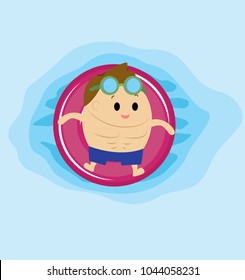 Man relaxing on the swim ring for summer holiday