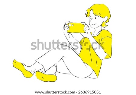 Man relaxing and playing mobile game