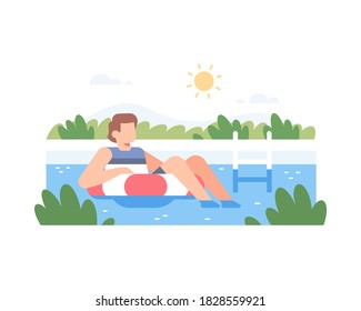 A Man Relaxing In The Pool