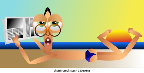 Man Relaxing and Reading Newspaper