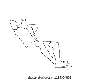 Man relaxing in summer line drawing, vector illustration design. Holidays collection.
