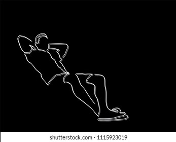 Man relaxing in summer line drawing, vector illustration design. Holidays collection.