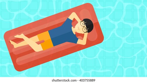 Man relaxing in swimming pool.