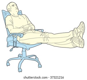 man relaxing in a swivel chair