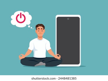 
Man Relaxing Trying Digital Detox Vector Concept Illustration
Person taking a break from being chronically online recognizing addictive behavior
 svg