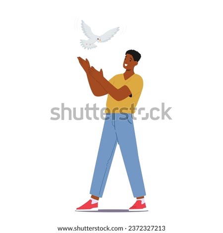 Similar – Image, Stock Photo People releasing a sky lantern into the night sky