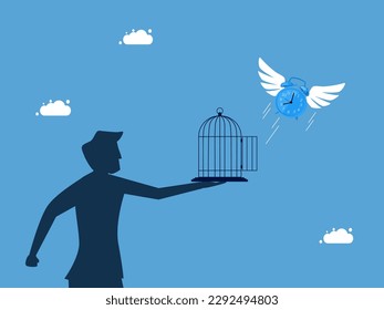 man releases watch from cage. Liberation of life and freedom of time