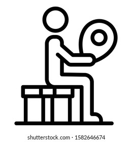 Man relocation icon. Outline man relocation vector icon for web design isolated on white background