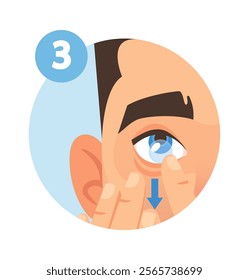 Man removing contact lenses vector illustration