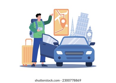 A man rents a car to explore new places.