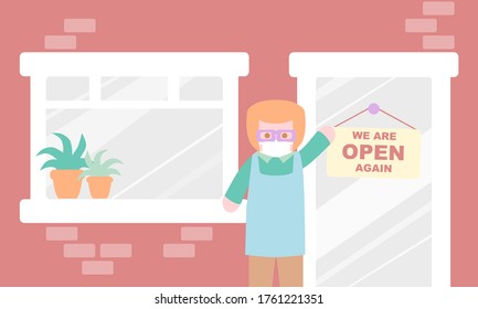 A man reopen his store during Covid-19 pandemic