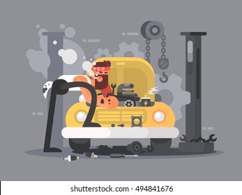 Man repair car