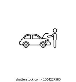 a man is repairing a car icon. Element of Car sales and repair for mobile concept and web apps. Thin line  icon for website design and development, app development. Premium icon on white background