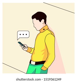 man replying text chat flat vector