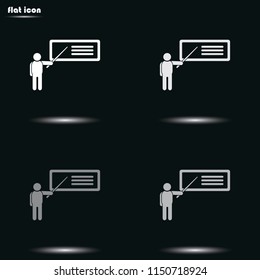 Man reporting at presentation flat grayscale vector icon.