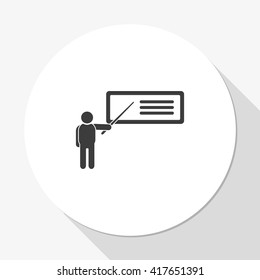 Man reporting at presentation icon.