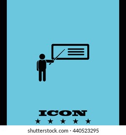 Man reporting at presentation icon.