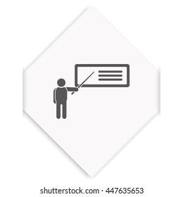 Man reporting at presentation icon.