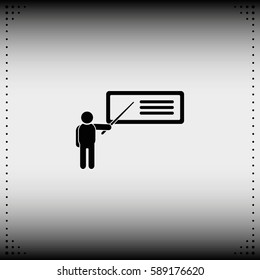 Man reporting at presentation icon.