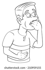 man resist vomiting