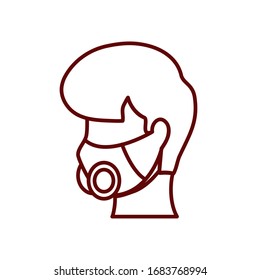 man with respirator mask icon over white background, line style, vector illustration