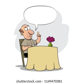 man in restaurant calling for the waiter
