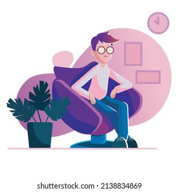 man is resting in a chair in the evening