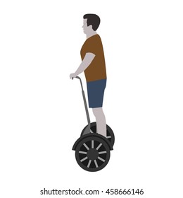 Man resting and fast rides on electric wheels