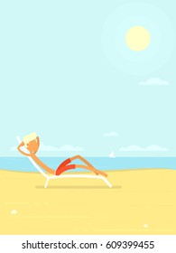 man resting on beach chair