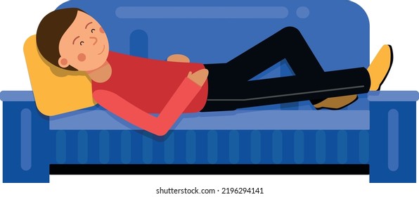 Man resting on couch. Guy sleeping on home sofa