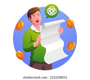a man is restless to see a bill that swells up