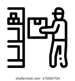 man restocking in cellar icon vector. man restocking in cellar sign. isolated contour symbol illustration