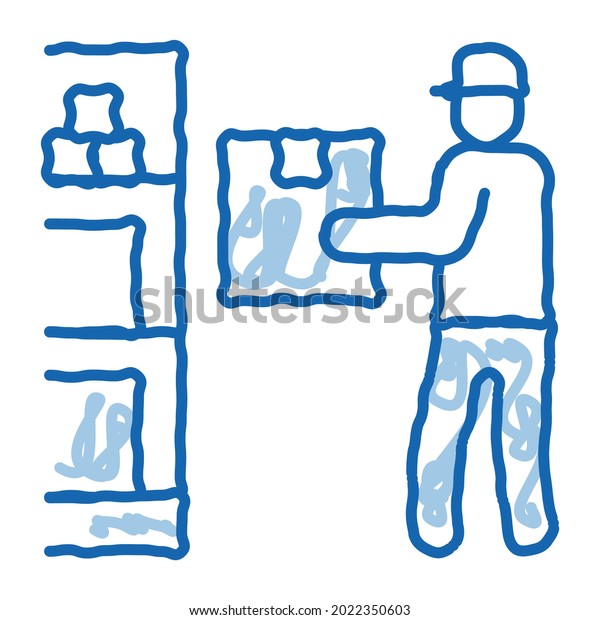 man restocking in cellar sketch icon vector.
Hand drawn blue doodle line art man restocking in cellar sign.
isolated symbol
illustration