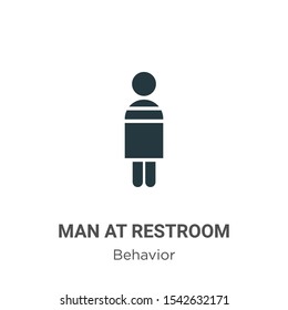 Man at restroom vector icon on white background. Flat vector man at restroom icon symbol sign from modern behavior collection for mobile concept and web apps design.