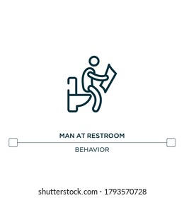 Mann auf der Toilette Vektorsymbol. Einfache Elementgrafik. Mann an der Toilette Umriss Symbol aus dem Verhaltenskonzept. Kann für Web und Mobile verwendet werden
