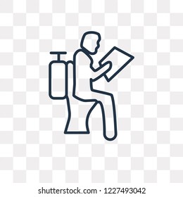 Man At Restroom vector outline icon isolated on transparent background, high quality linear Man At Restroom transparency concept can be used web and mobile