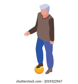 Man retirement play soccer icon. Isometric of man retirement play soccer vector icon for web design isolated on white background