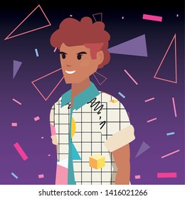 man retro 80s style vector ilustration